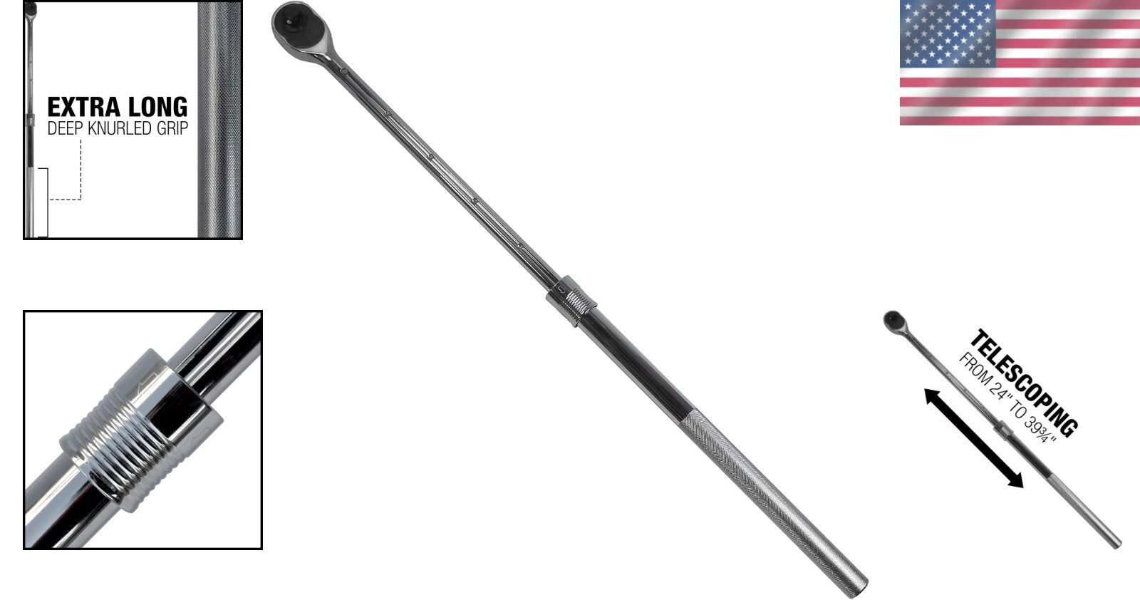 E-Z Red Heavy-Duty Extendable Ratchet - 25 to 40 Inches, No Batteries Required