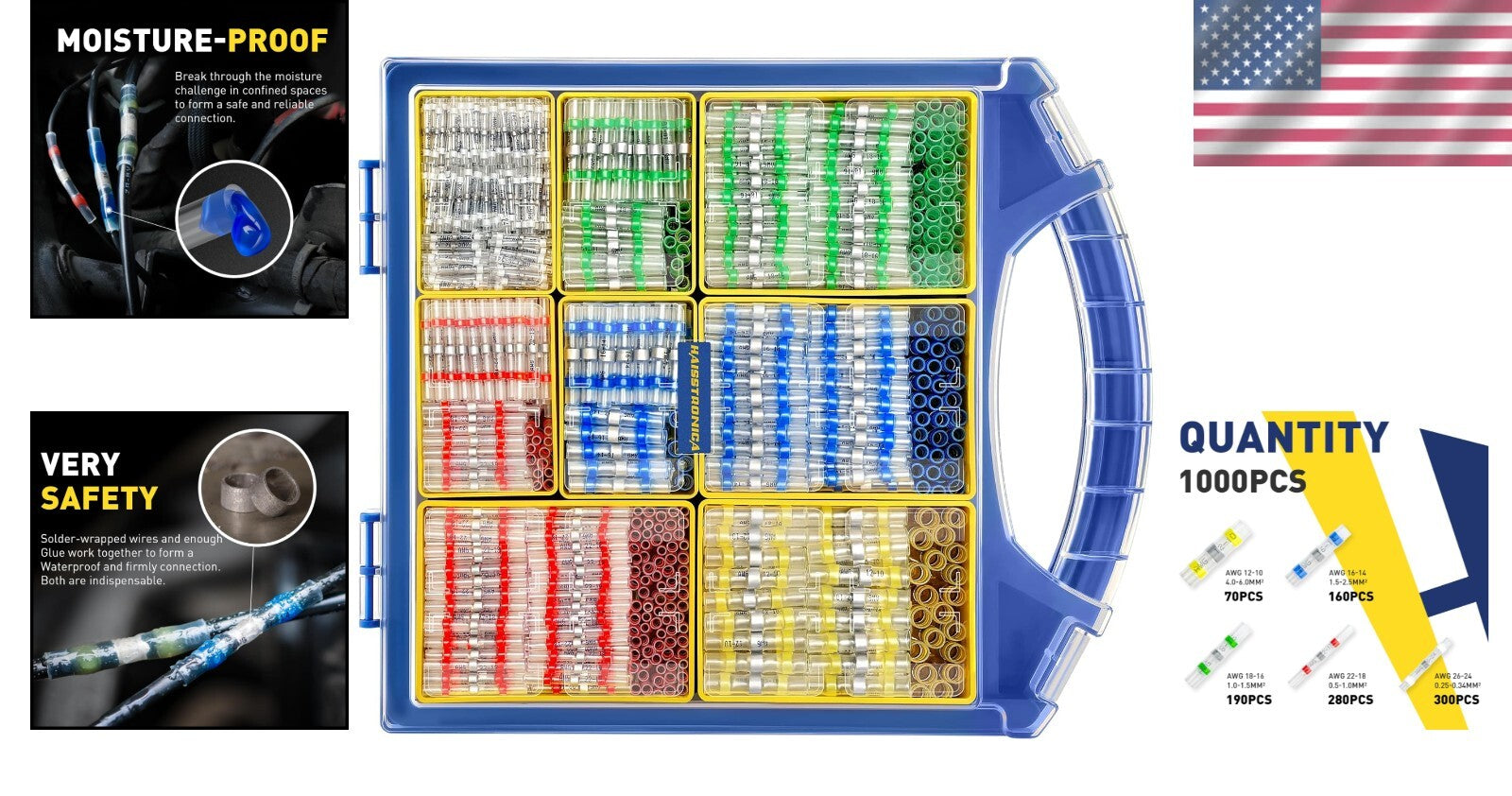 Durable 1000PCS Solder Seal Wire Connectors with Storage Bins - Heat Shrink Set