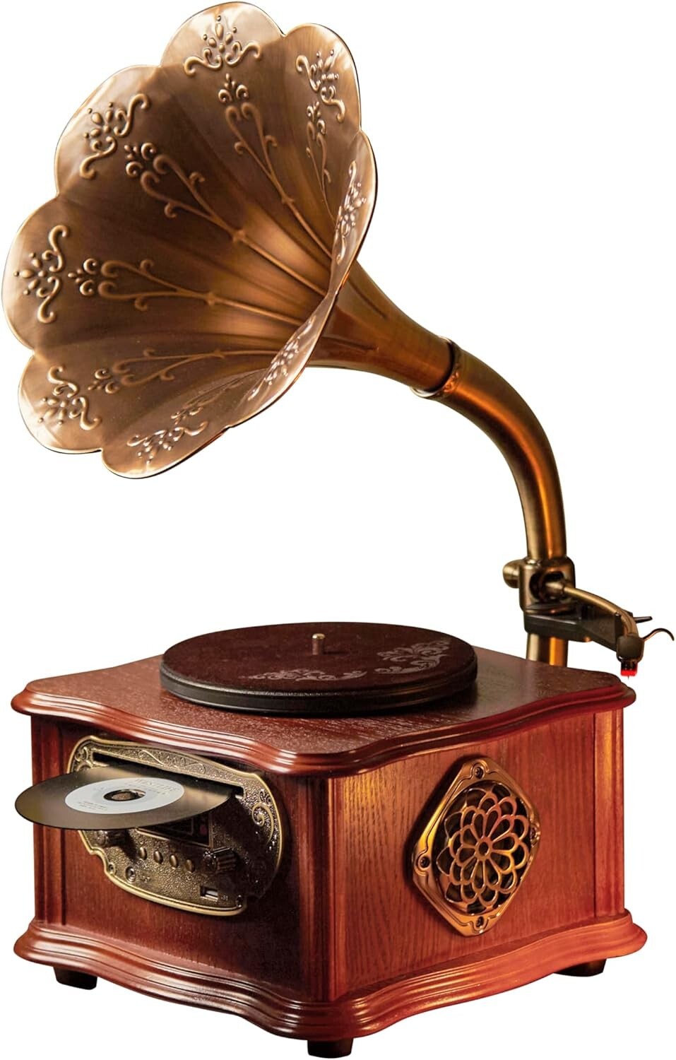 Classic Gramophone with Dual-Speed Turntable & Bluetooth - Elegant Home Decor
