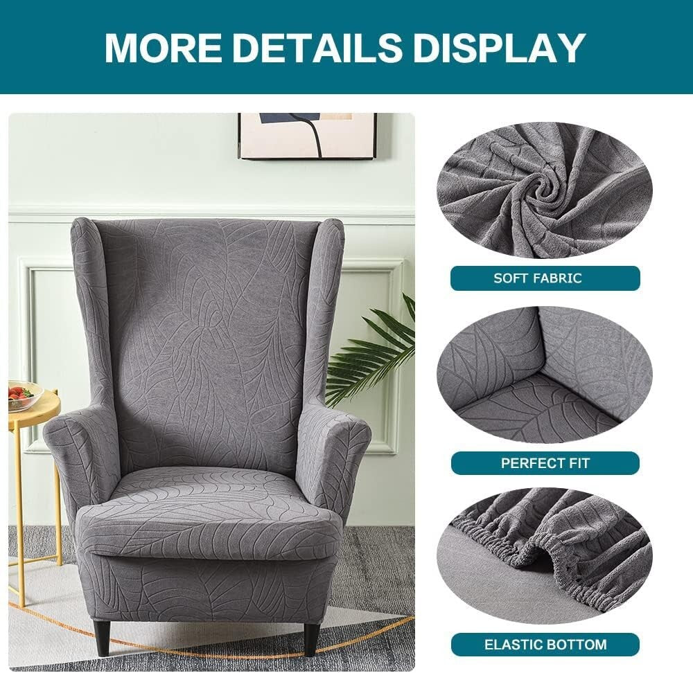 Elegant Stretch Wingback Chair Covers - Durable Slipcovers for Living Room T16
