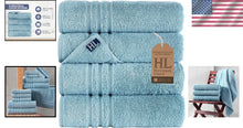 Load image into Gallery viewer, Premium Comfort Light Blue Bath Towels - 4 Pack, Quick-Dry &amp; Machine Washable