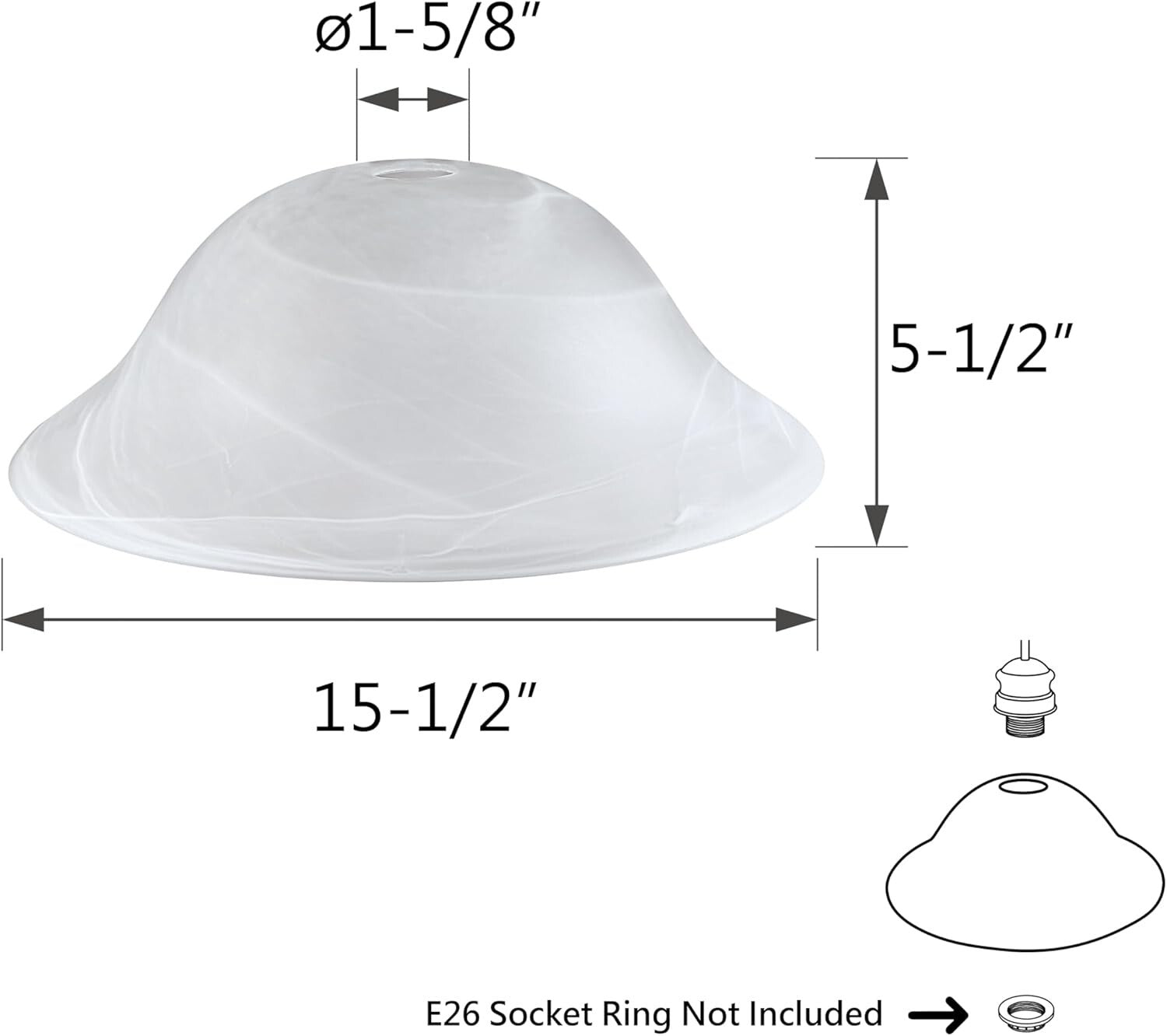 Etched Alabaster Replacement Glass Shade for Torchiere & Pendant Lights - 15.5"