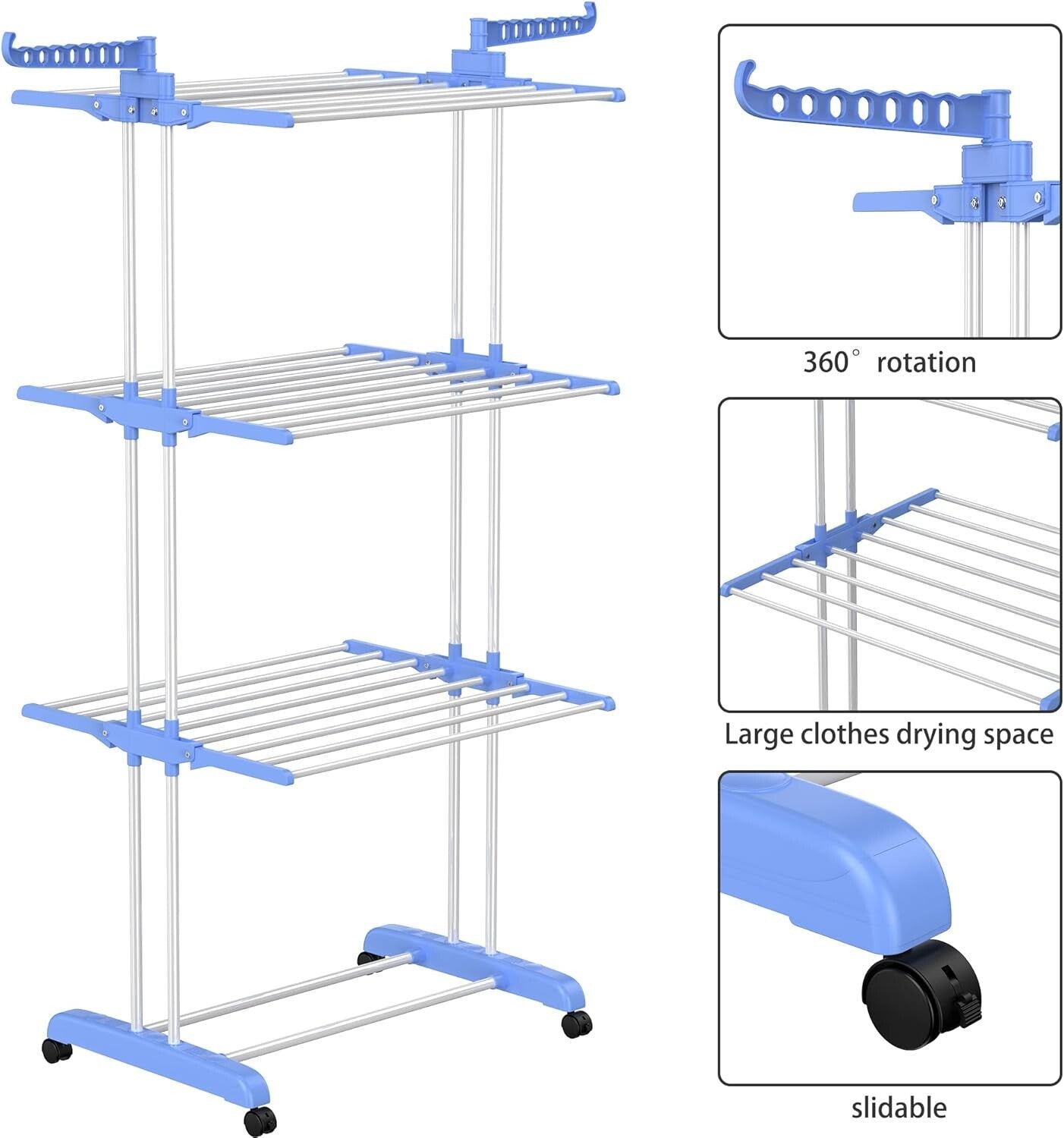 Durable Large Folding Drying Rack with Castors - Organize Laundry with Ease