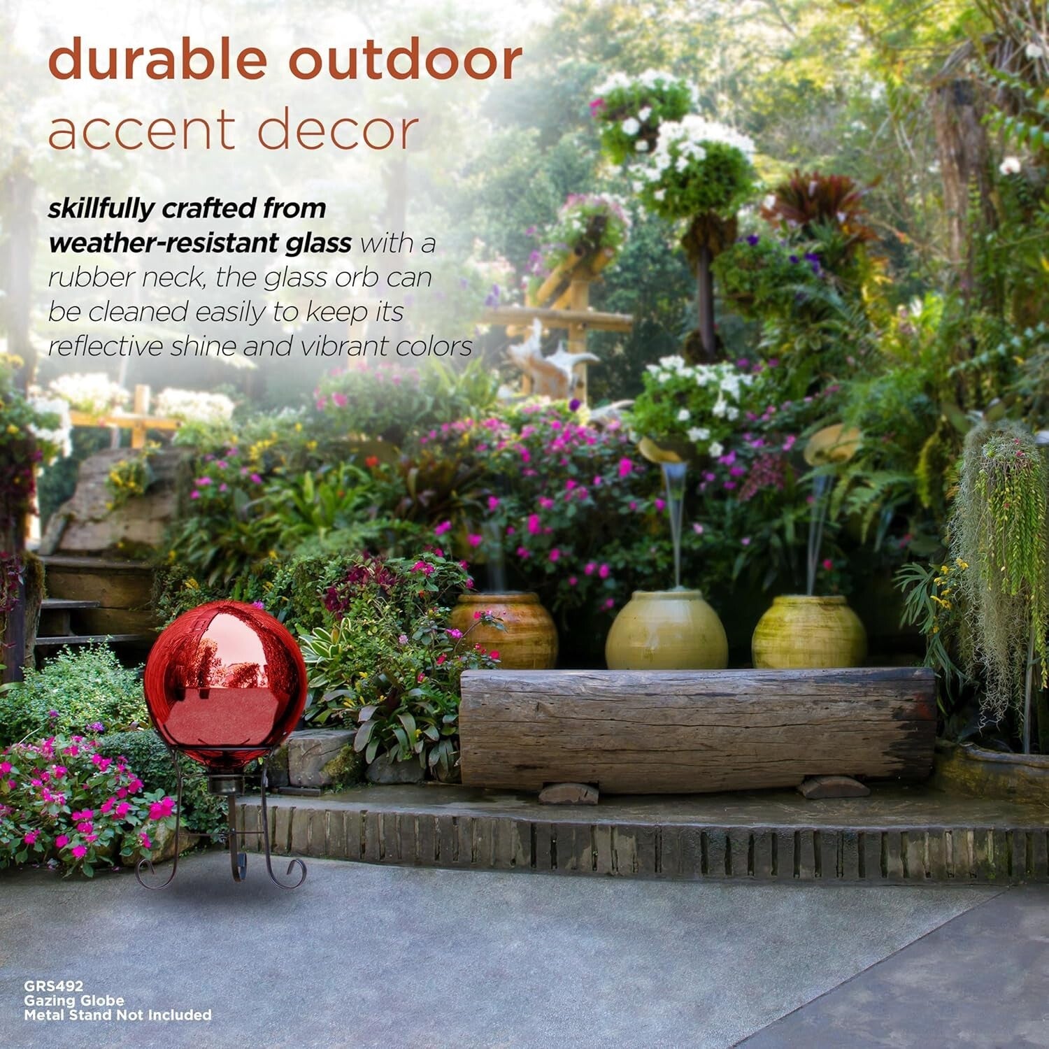 10" Weather-Resistant Art Deco Glass Gazing Sphere for Home & Garden