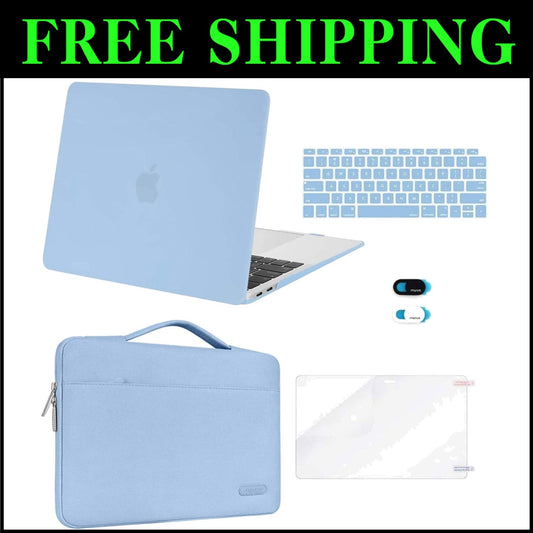 Durable Hard Shell Case & Sleeve for MacBook Air 13-Inch - M1, Stylish Airy Blue