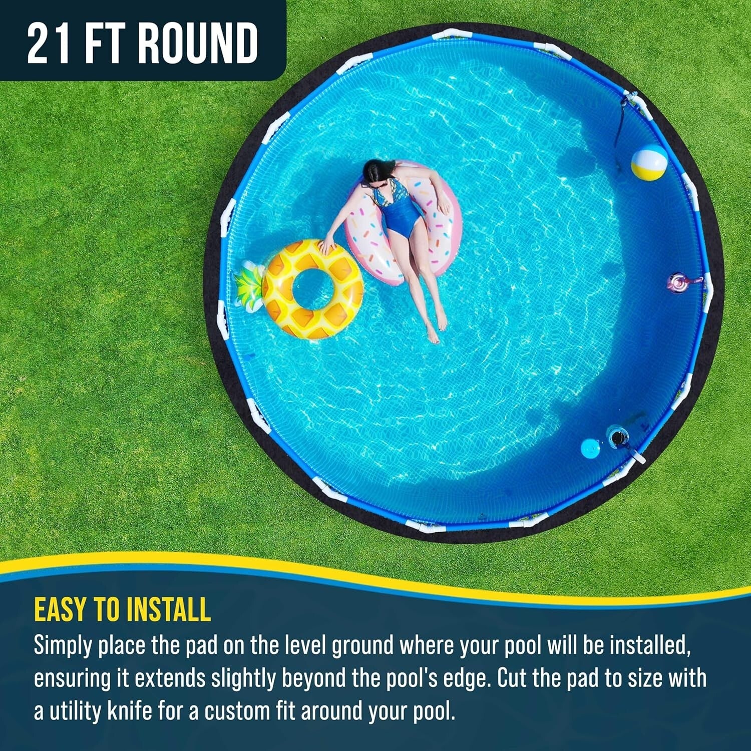 Eco-Friendly 21-Foot Round Above Ground Pool Pad with Weed Barrier Protection