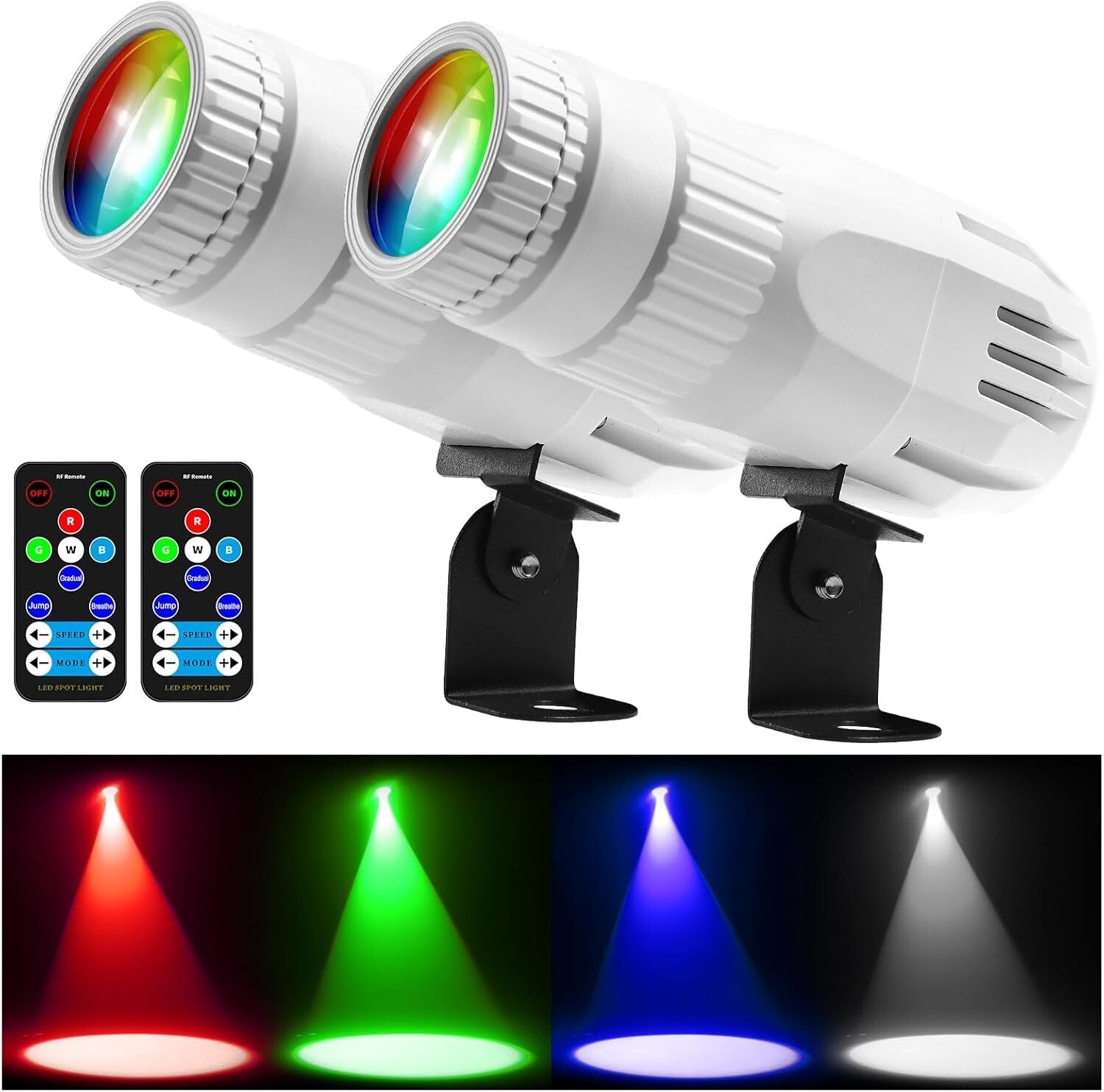 Dynamic 2-Pack 15W LED Pin Spotlights with Remote for Club & Wedding Lighting