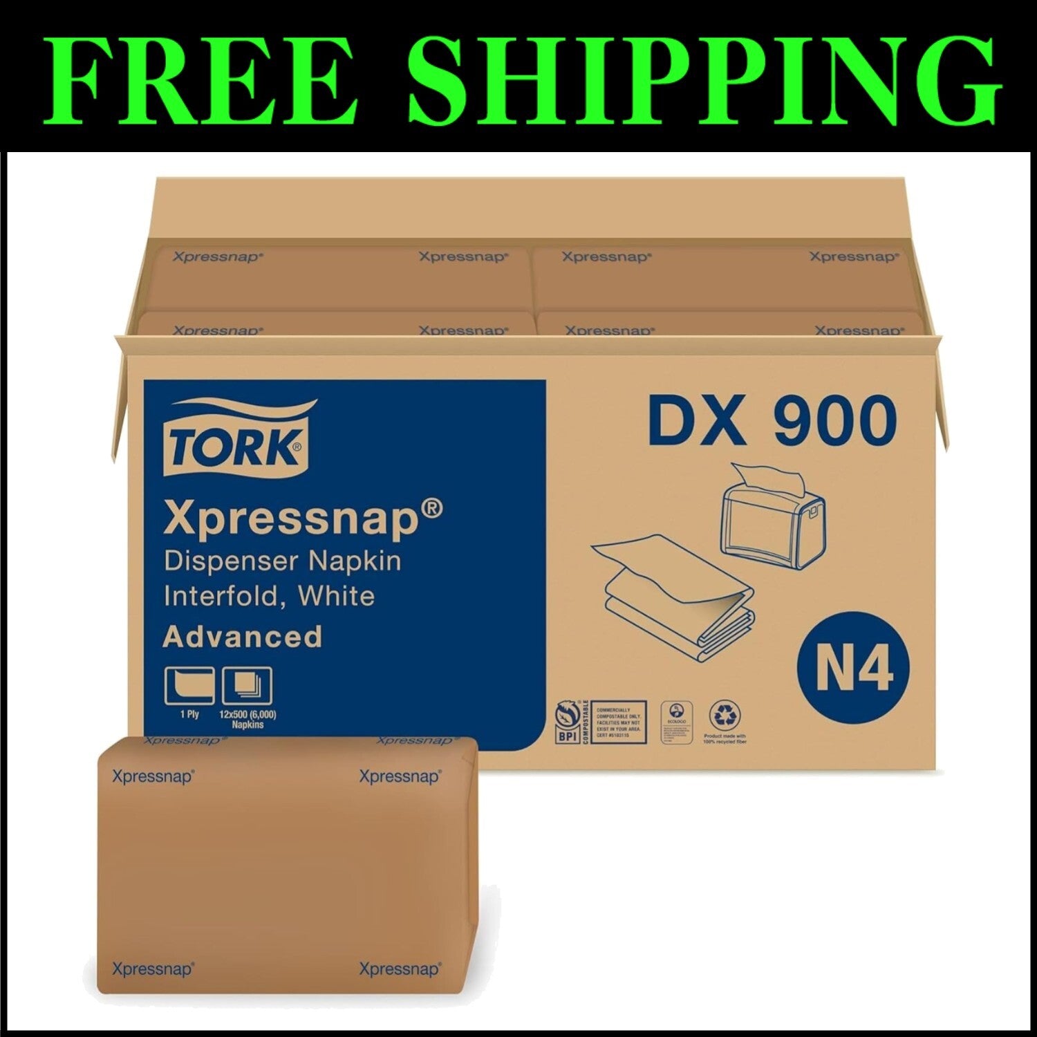 Advanced Interfold White Dispenser Napkins - 6000 Sheets for Hospitality Use