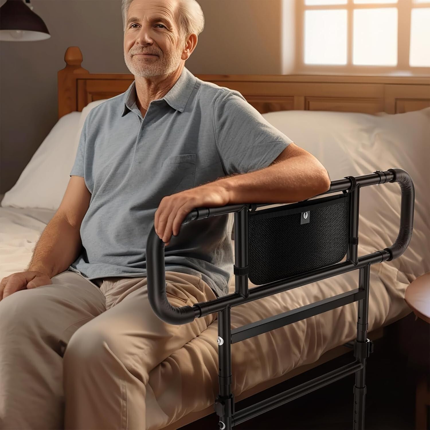 Adjustable Bed Assist Rails for Seniors - Safe & Durable Bedside Stability