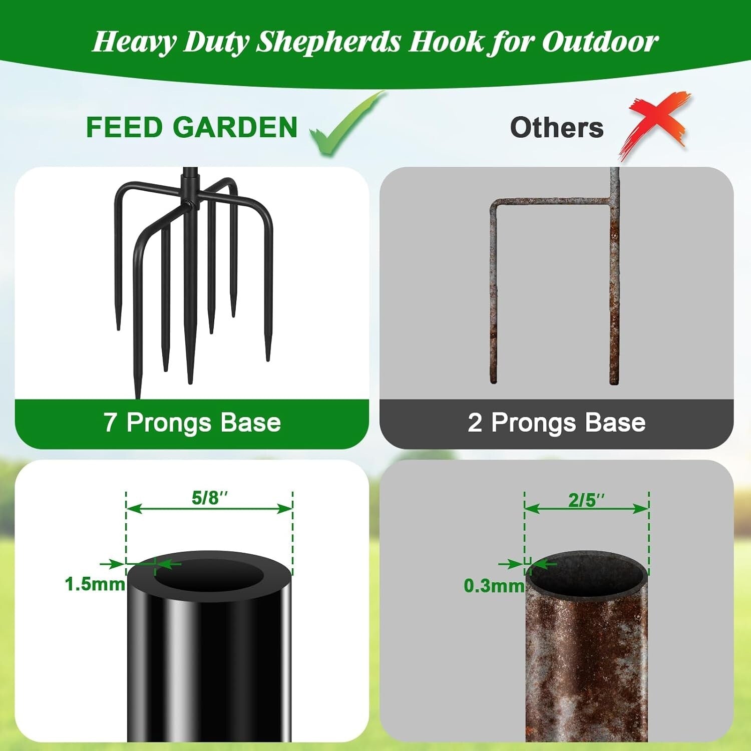 Sturdy Adjustable Shepherd Hooks - 76 Inches Tall for Plant Baskets & Lanterns