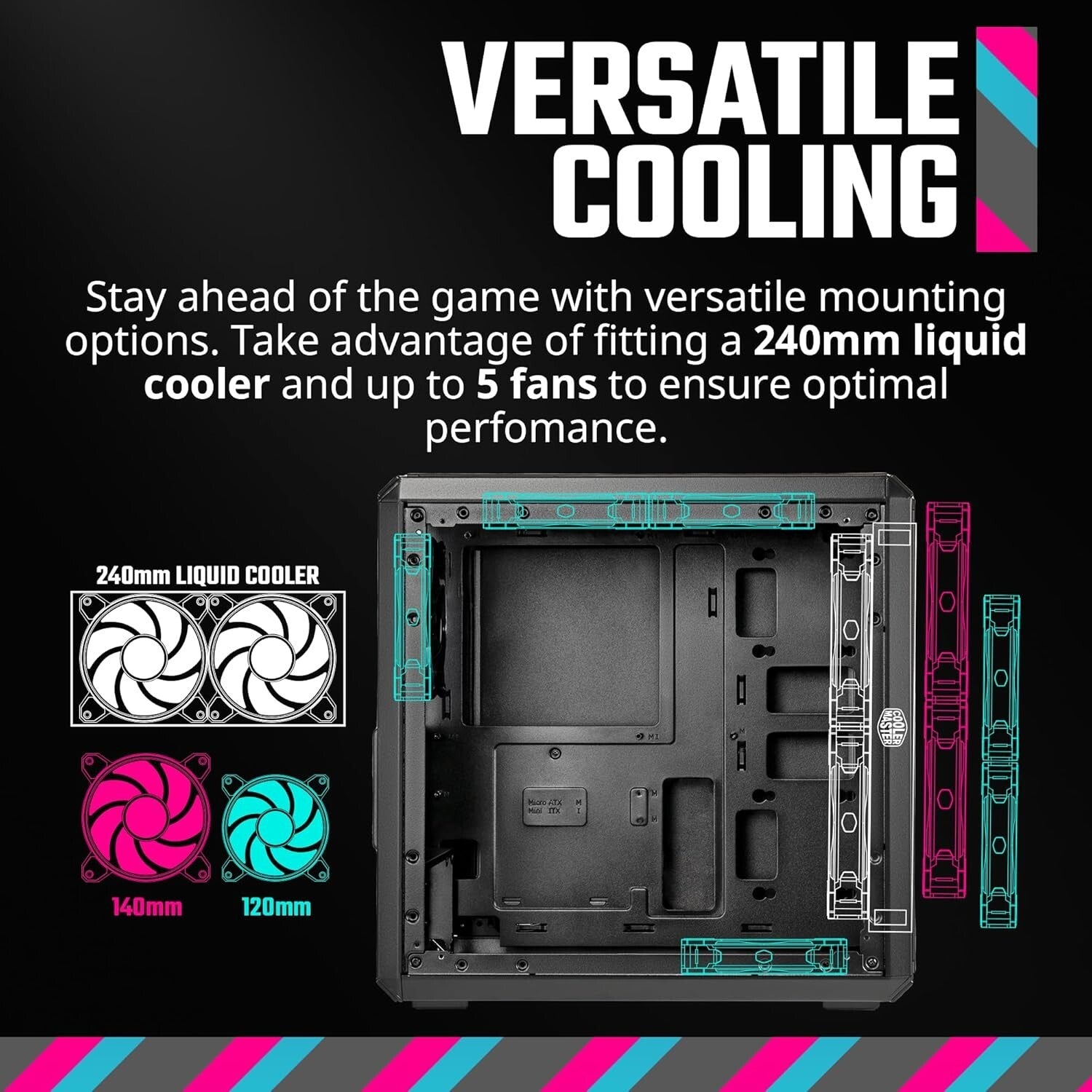 Versatile Micro-ATX Case with Edge-to-Edge Glass & Efficient Cable Management