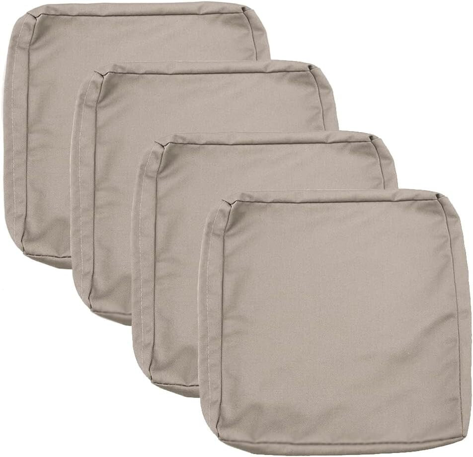 4 Pack 24x24 Tan Outdoor Cushion Covers - Machine Washable, Fits Patio Furniture