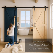 Load image into Gallery viewer, Antique Finish Barn Door: 36x84 Unfinished Knotty Pine with Easy Assembly Kit