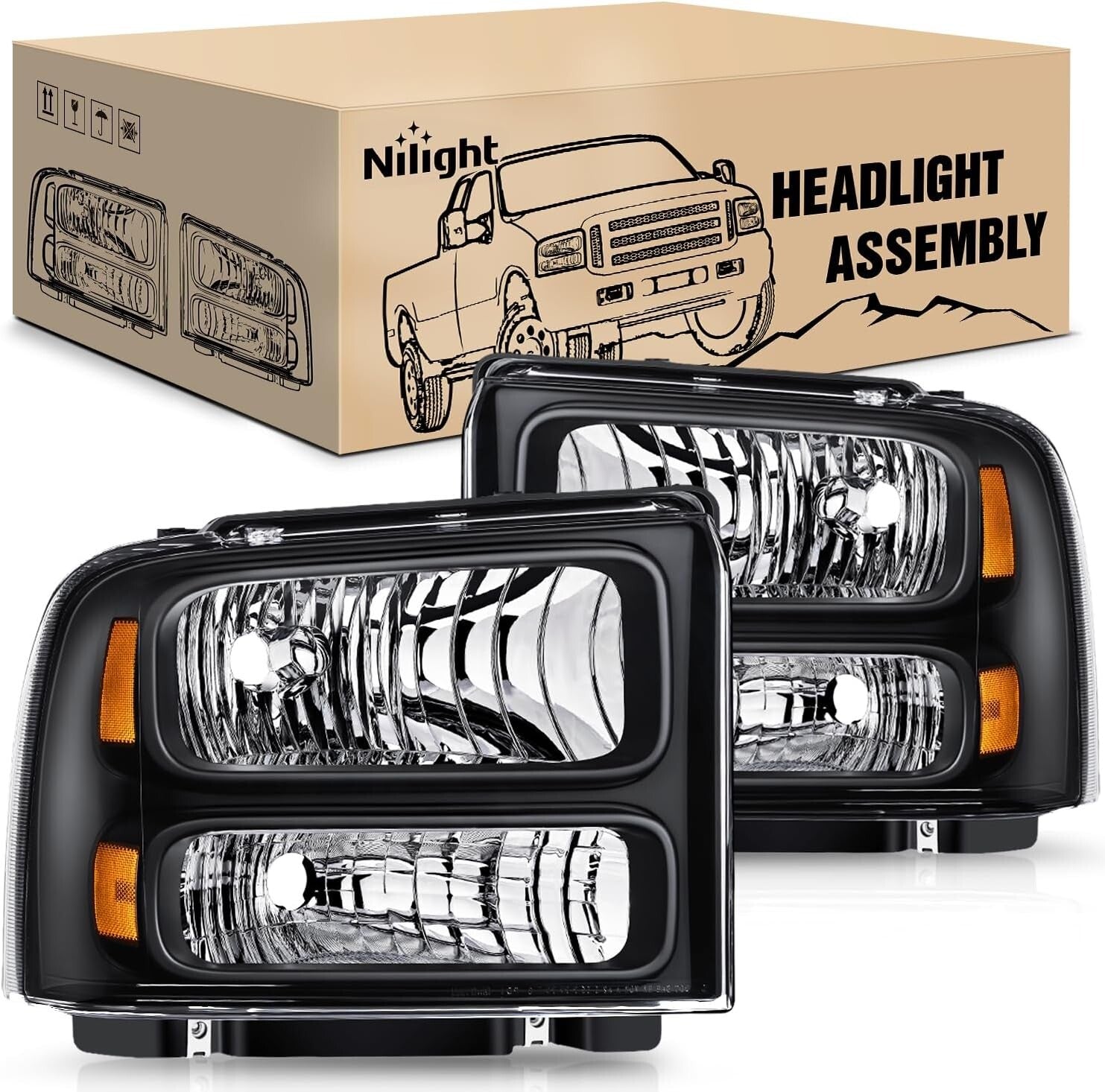 DOT Compliant Waterproof Headlight Set for 2005-2007 Ford F-Series Trucks