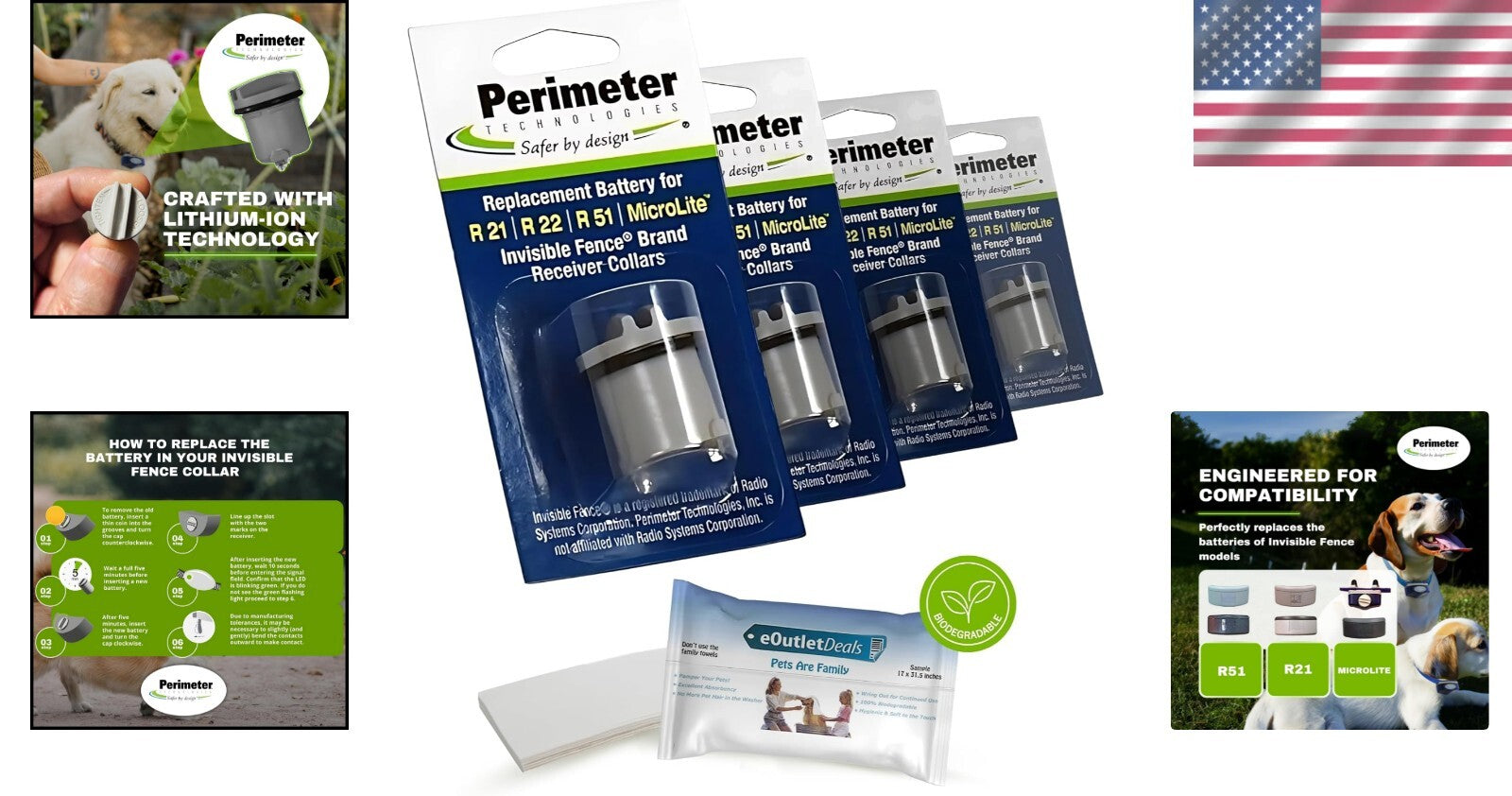 Waterproof Invisible Fence Battery Replacement for Dogs - Includes Pet Towels