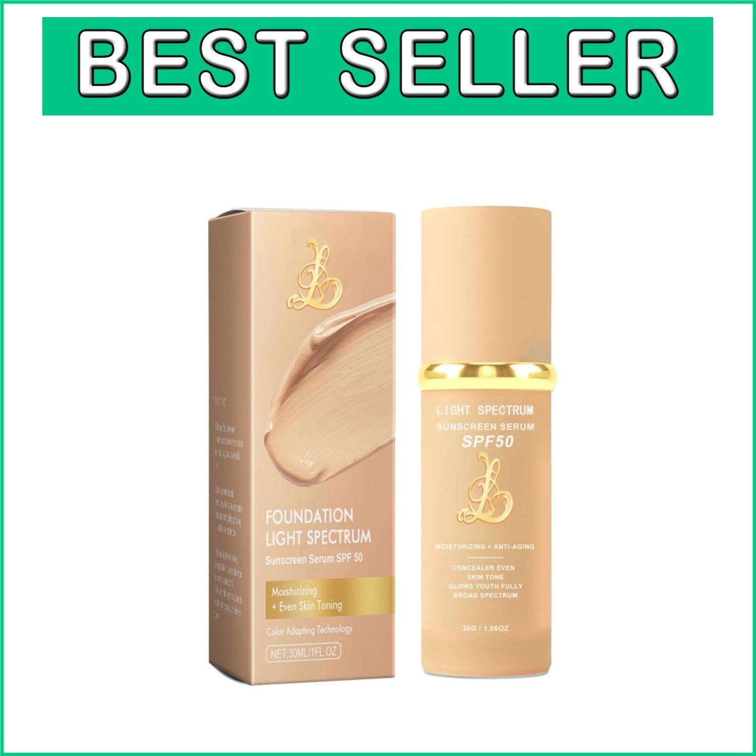 Light/Medium Spectrum Waterproof Foundation with SPF 50+ - Mature Skin Solution