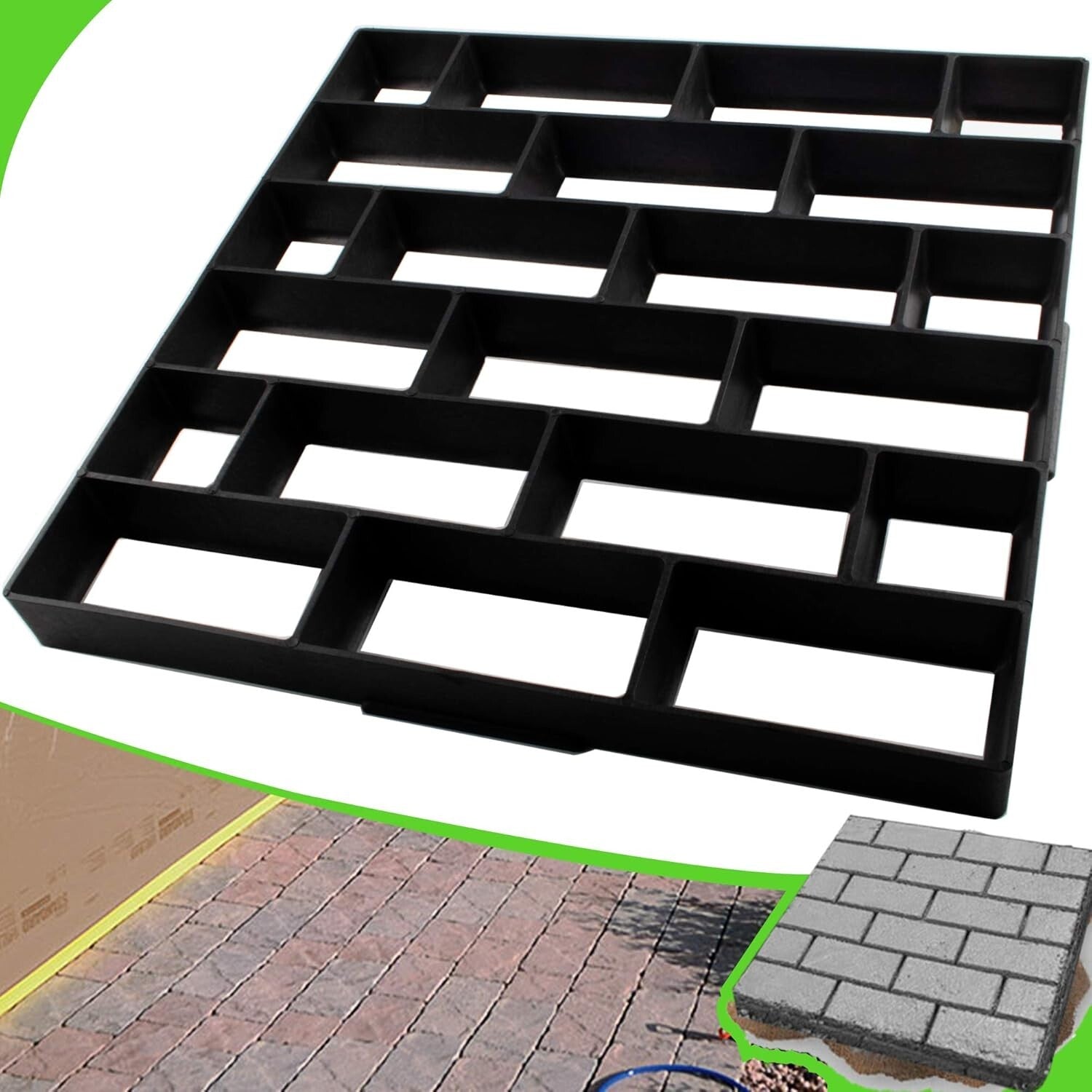 Lightweight Reusable Concrete Mold for Elegant Garden Pathways - 19.7" Square