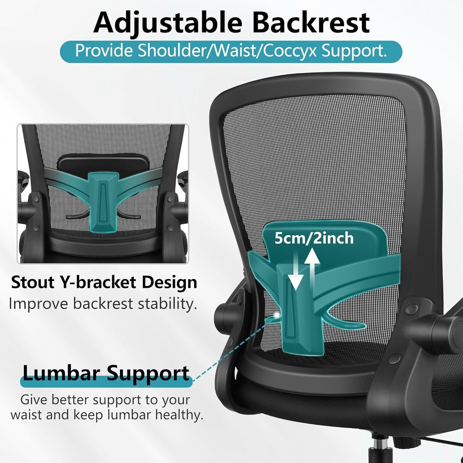 Adjustable Ergonomic Office Chair with Flip-Up Armrests for Customizable Comfort