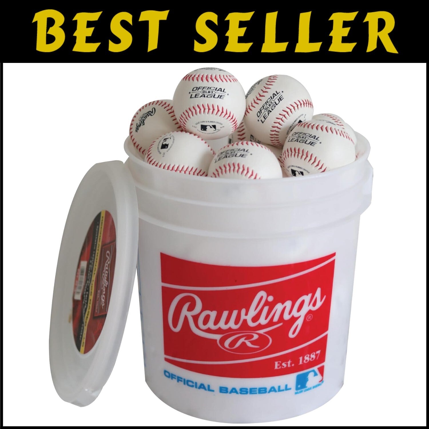 24 Baseballs for 8U Players in Stylish MLB Bucket - Perfect for Recreational Use