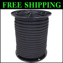 Load image into Gallery viewer, 100 Feet Marine Grade Black Polyester Bungee Cord - 3/8" Durable Shock Line