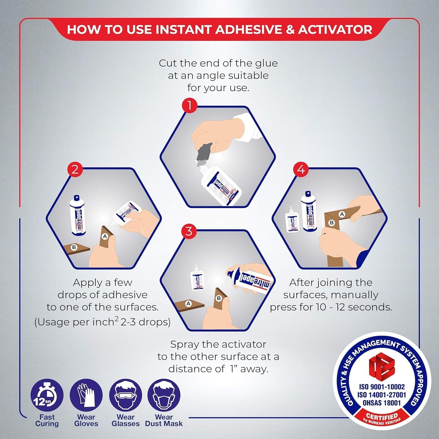 High Viscosity Super Glue with Activator Spray for Fast DIY Repairs - 3 Pack