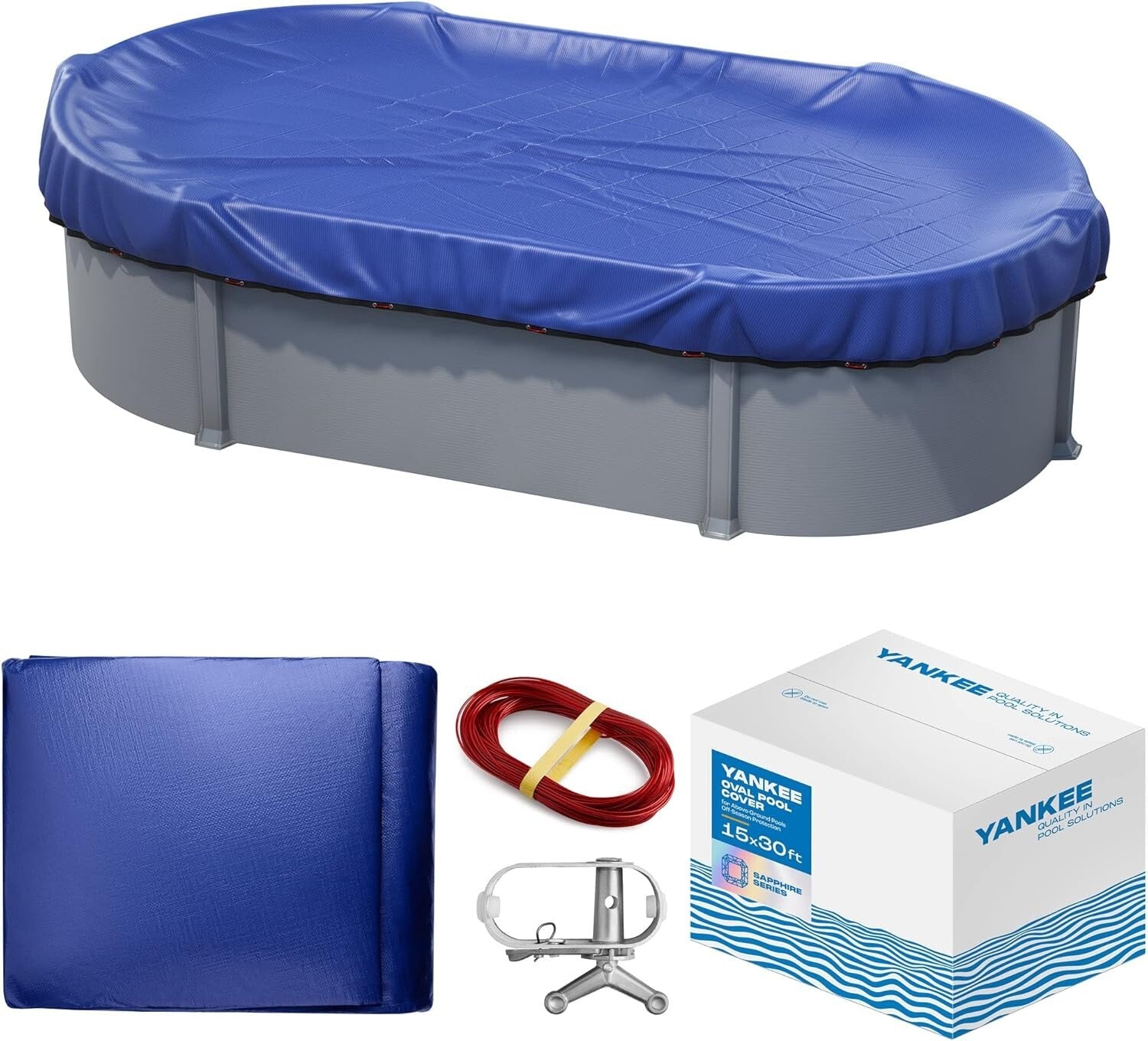 Durable 15 x 30-ft Oval Winter Pool Cover - UV-Resistant & Cold-Proof Solution