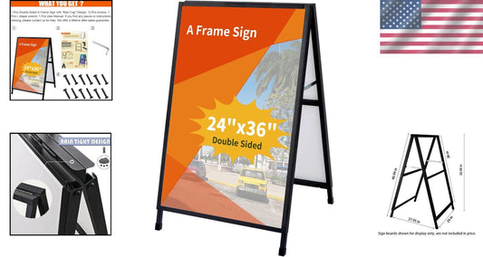 Heavy-Duty A-Frame Sidewalk Sign 24x36 Inches with Slide-in Poster Feature