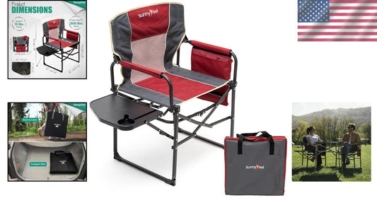 Portable Red Directors Chair with Side Pocket – Perfect for Camping & Concerts