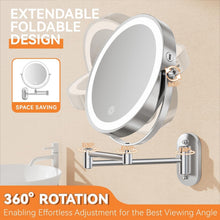 Load image into Gallery viewer, 8” Round Makeup Mirror with 54 LED Lights - Rechargeable &amp; Adjustable Brightness