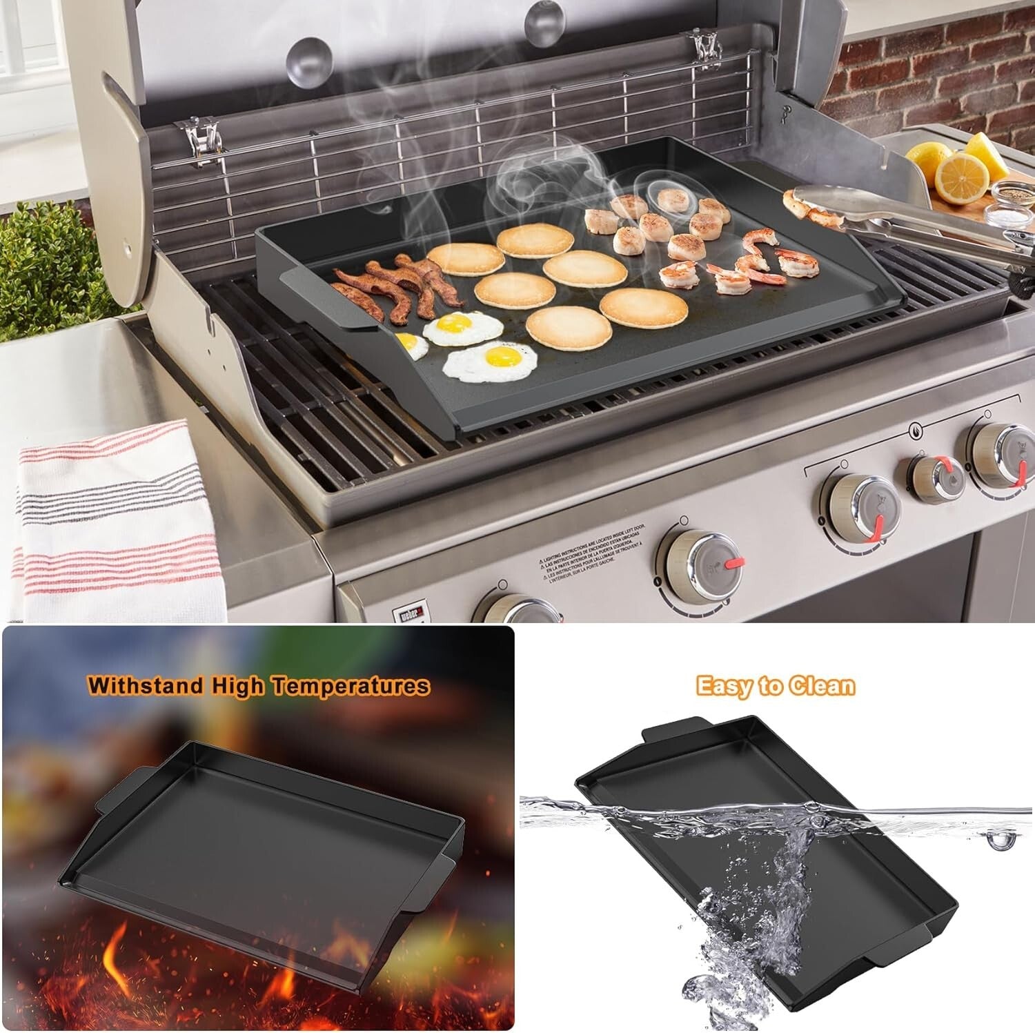 Durable Cast Iron Griddle with Raised Sidewalls - Versatile Outdoor Cooking Tool