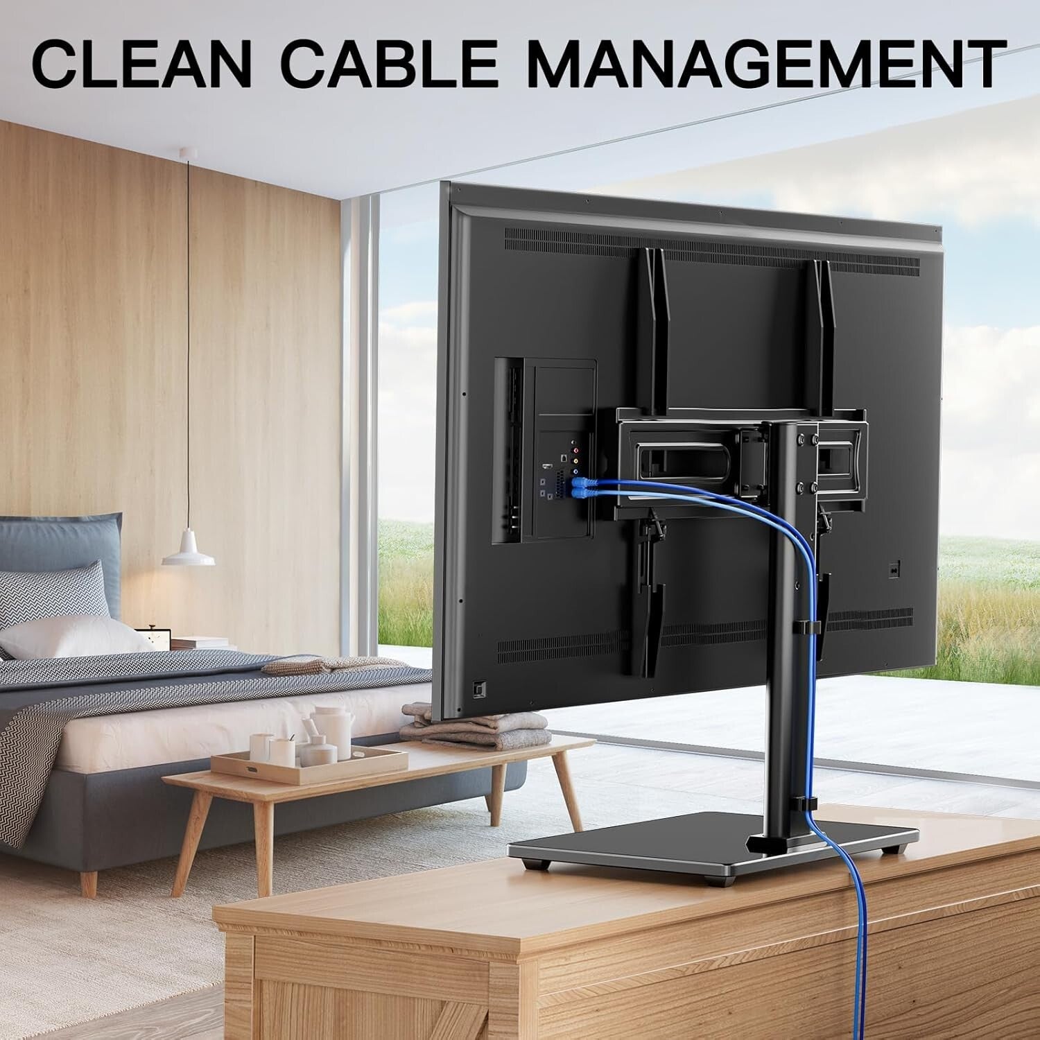 Durable Height Adjustable TV Stand for 32-65'' TVs - Swivel and Sturdy Design