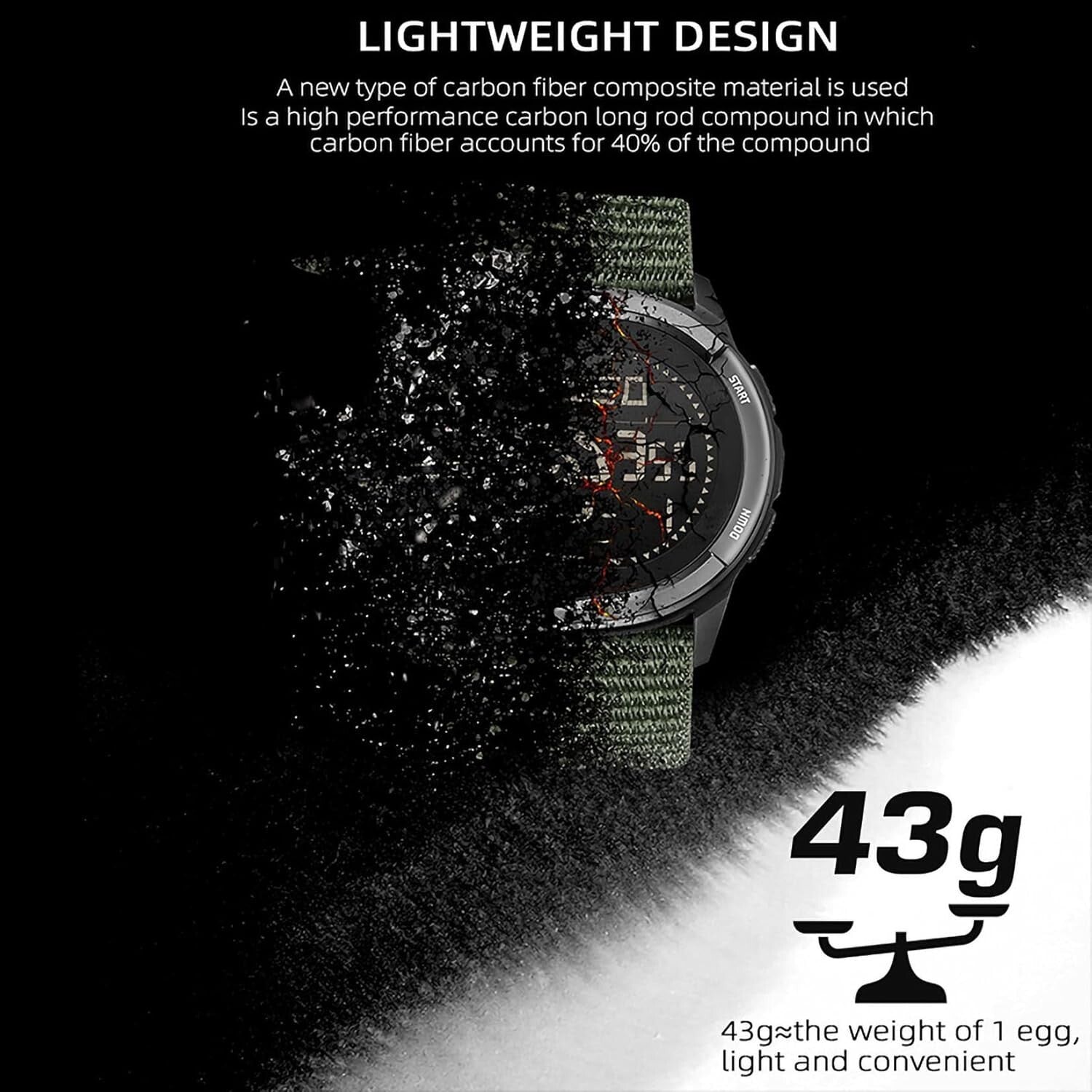 Lightweight Men's Digital Military Watch with Pedometer & Adjustable Nylon Strap