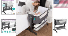 Load image into Gallery viewer, Sleep Nest for Newborn: Grey Bedside Bassinet with Wheels and Storage Basket