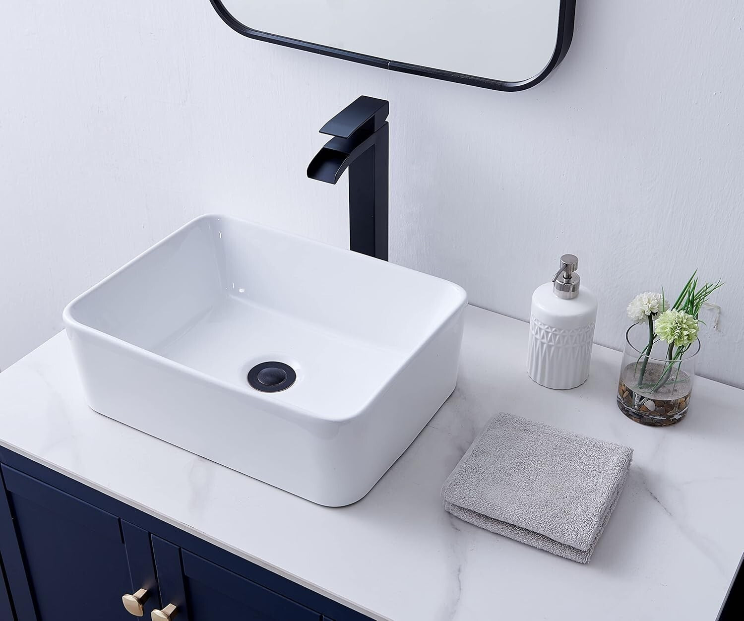 Durable White Ceramic Vessel Sink - Instantly Upgrade Your Bathroom Style