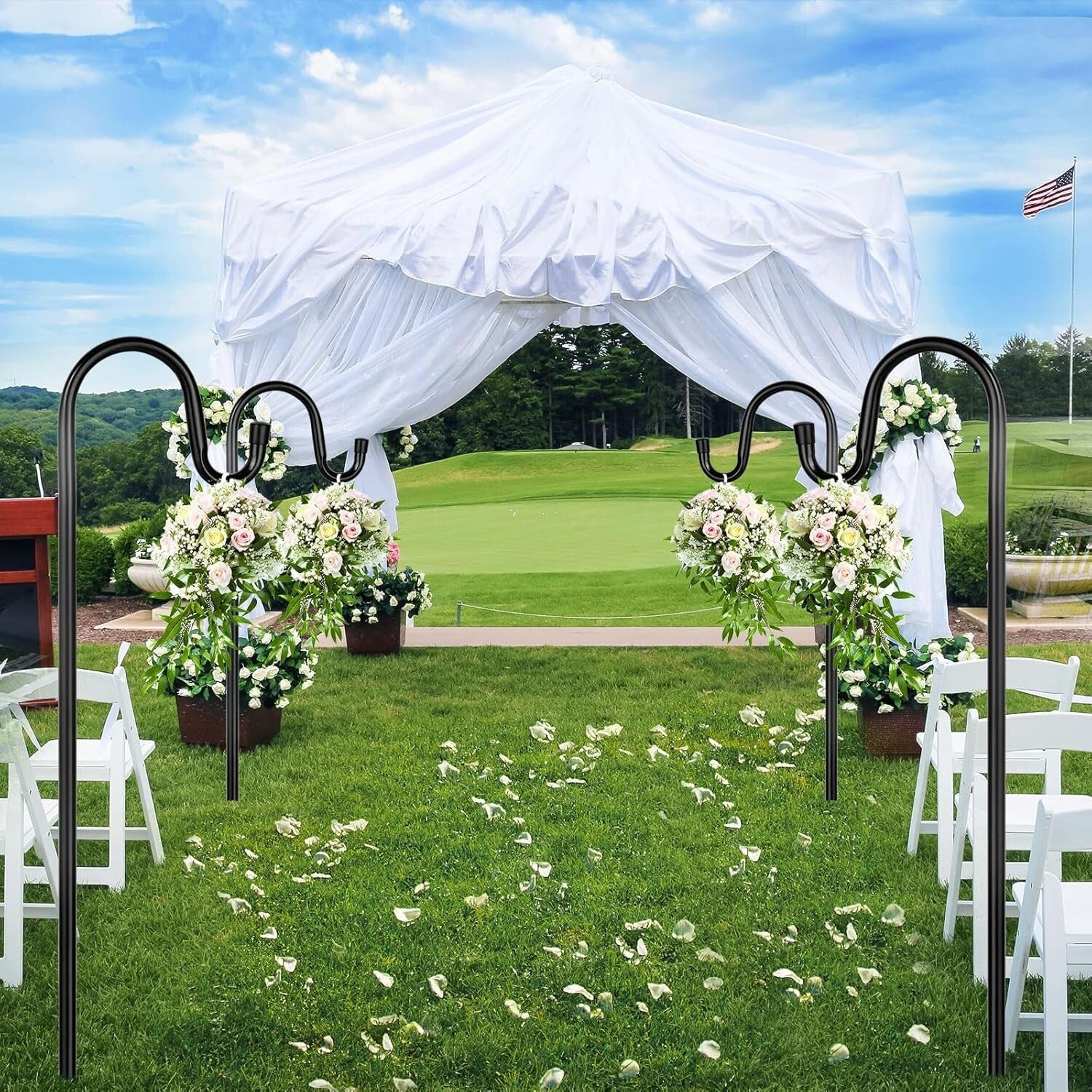 Dual 94-Inch Shepherd Hooks for Outdoor Use - Hang Feeders & Create Ambiance