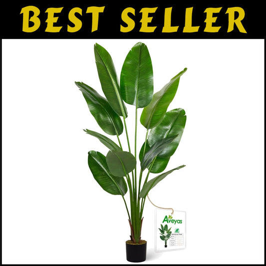 6ft Artificial Bird of Paradise Tree - Lush Silk Leaves for Elegant Decor