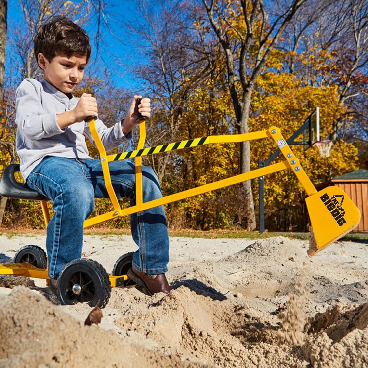 Durable Kids Excavator Sand Digger with Rubber Wheels - Perfect for Outdoor Play