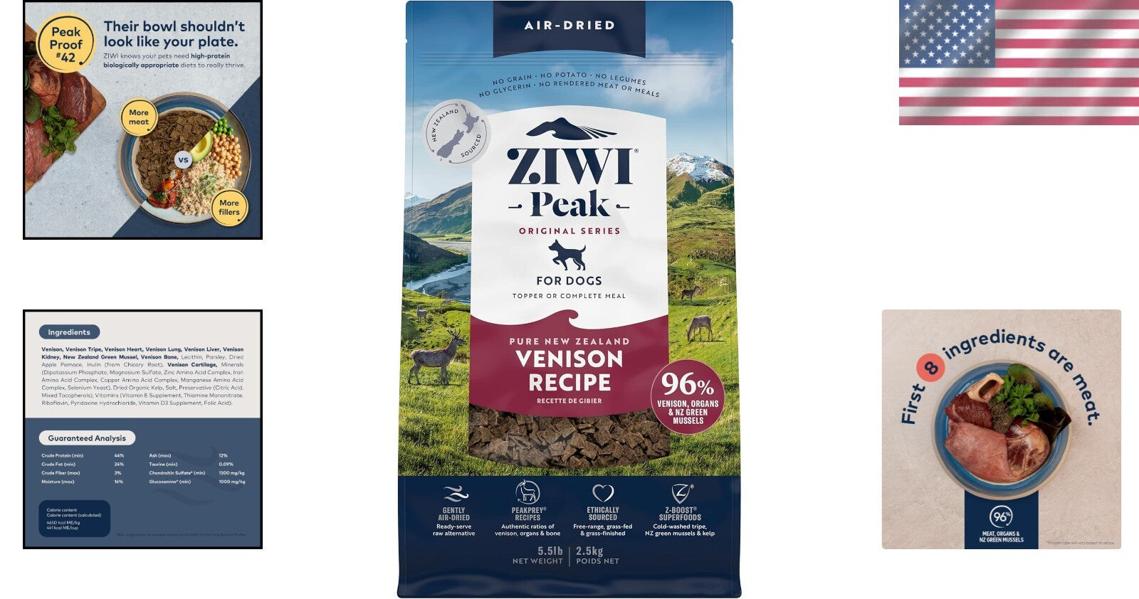 Grain-Free Venison Dog Food - Air-Dried with Superfoods, 5.5 lbs for All Breeds