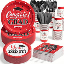 Load image into Gallery viewer, 350 PCS Graduation Party Dinnerware Set - Elegant Supplies for Class of 2025