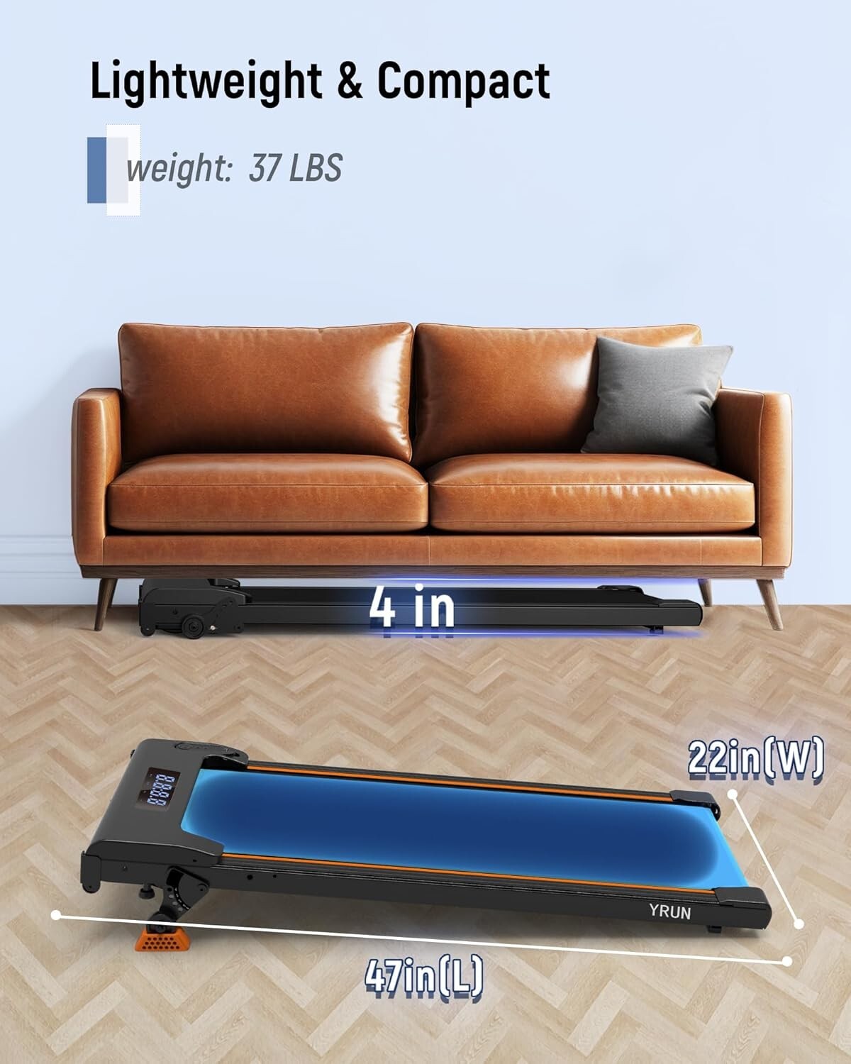 Compact 2.5HP Treadmill with Remote Control - Ideal for Light Jogging & Walking