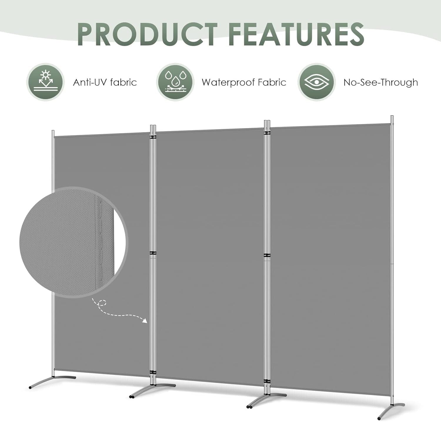 Durable Freestanding Room Divider - 102''W x 71''H Adjustable Privacy Screen