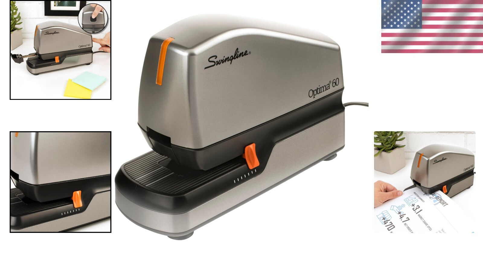 Modern Electric Stapler with 60-Sheet Capacity, QuickLoad & Low Staple Indicator