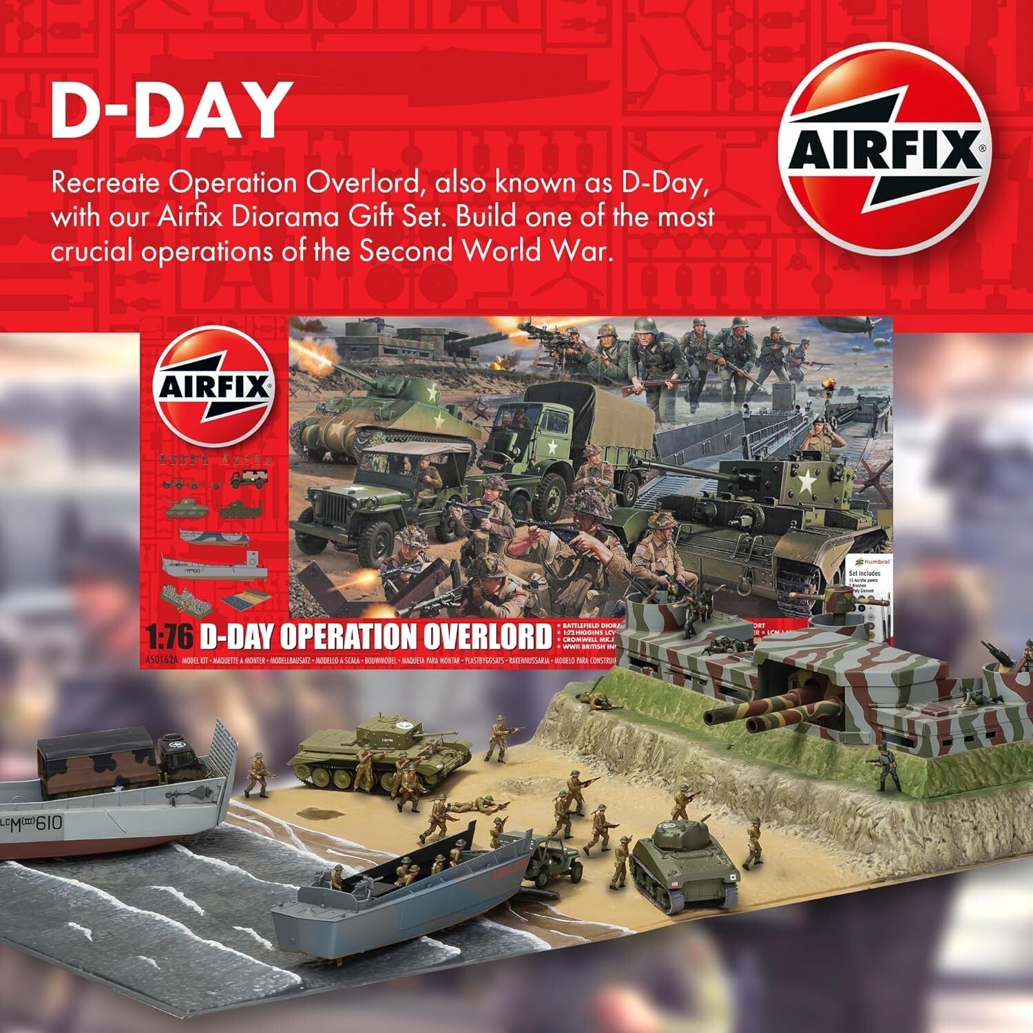 World War II D-Day Diorama Model Kit 30x14 Inches - Complete with Paints & Tools