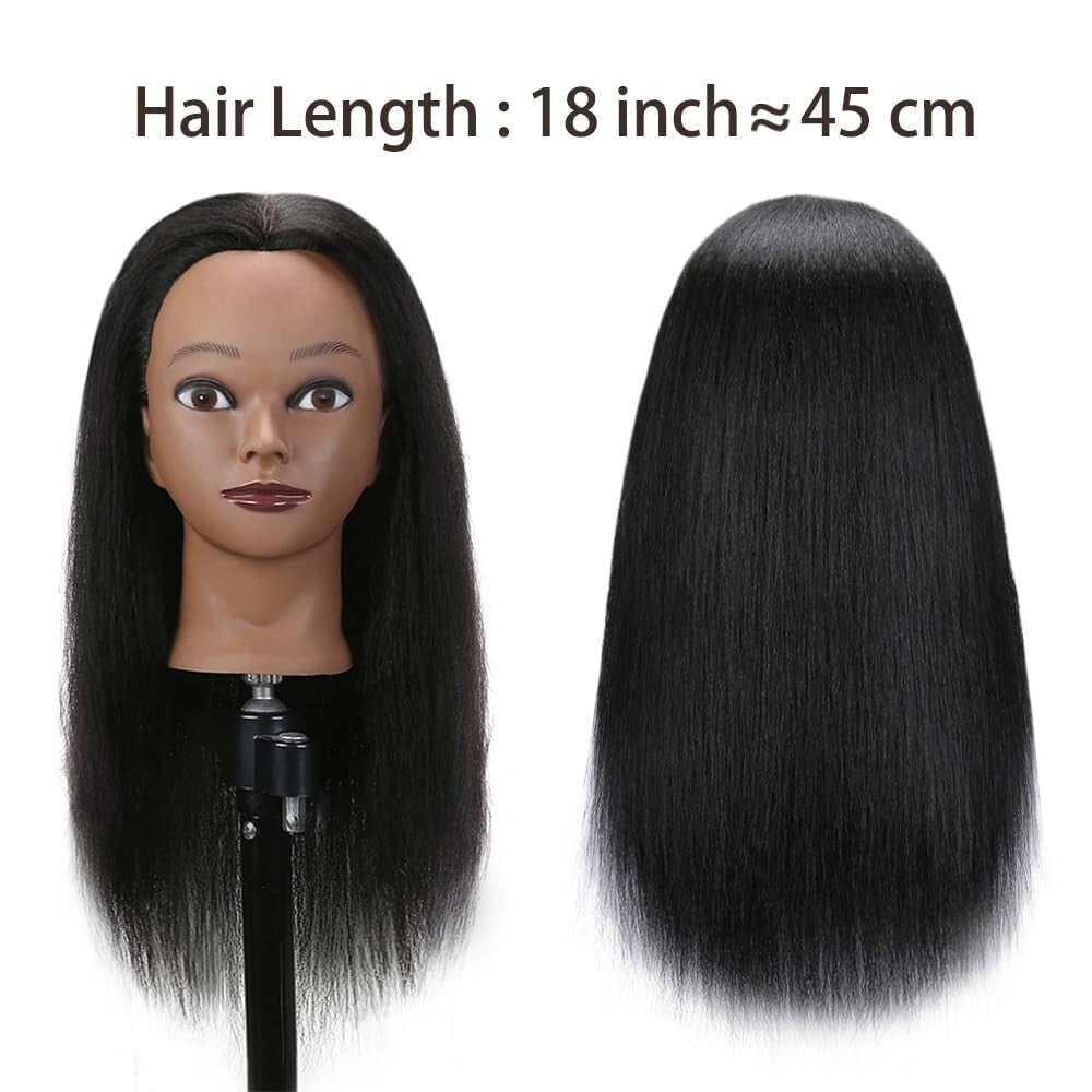 100% Human Hair 18 Inch Mannequin Head with Free Clamp and Hair Styling Tools