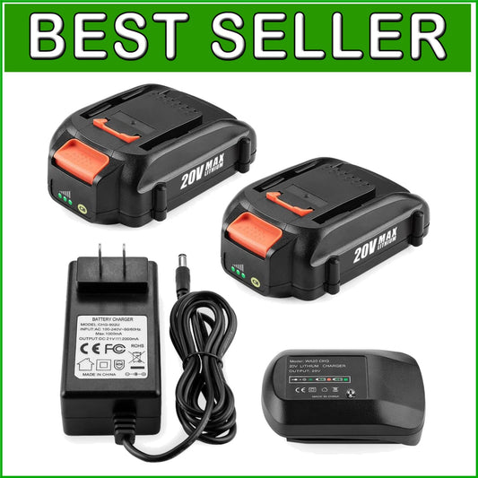 Worx 20V Battery & Charger Combo - 2-Pack with 3.5Ah Capacity for Ultimate Power