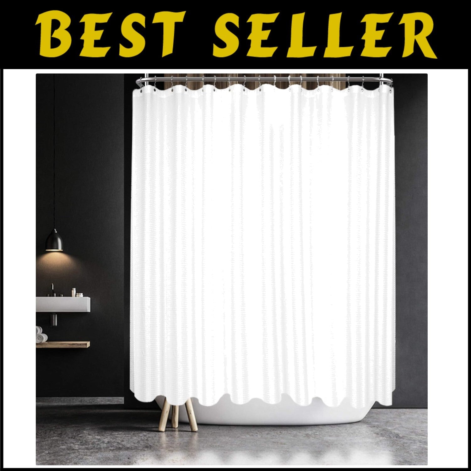 Waffle Weave Clawfoot Tub Shower Curtain 180x84 - Luxury Water Repellent Design