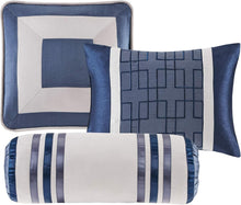 Load image into Gallery viewer, Elegant Navy King Bedding Set - 7-Piece Luxury Down Alternative Collection