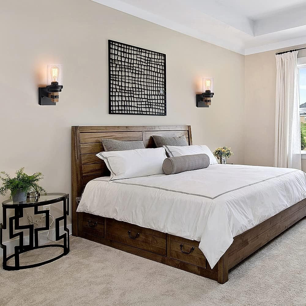 Chic Wall Sconce for Bathroom & Dining - Rustic 1-Light Fixture with Glass Shade