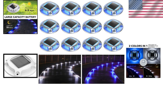 Aluminum Solar Driveway Lights 12-Pack - Durable & Long-Lasting Illumination