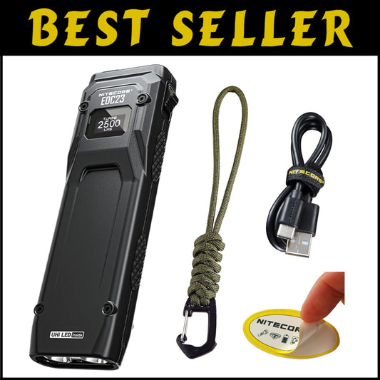 Lightweight USB-C Rechargeable Flashlight with OLED Display - 2500 Lumen Power